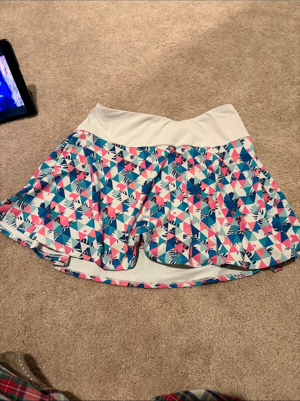 Kyodan White Waist Multicolor Geo Athletic Skort